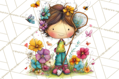 Pink Purple Spring Clipart, Floral Cottage, Butterflies PNG Product Image 5