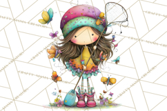 Pink Purple Spring Clipart, Floral Cottage, Butterflies PNG Product Image 2