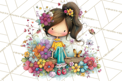 Pink Purple Spring Clipart, Floral Cottage, Butterflies PNG Product Image 5