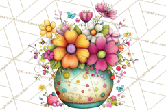 Pink Purple Spring Clipart, Floral Cottage, Butterflies PNG Product Image 2