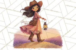 Cowgirl Clipart for Invitations, Western Horses and Props Product Image 4
