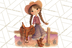 Cowgirl Clipart for Invitations, Western Horses and Props Product Image 3