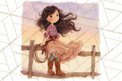 Cowgirl Clipart for Invitations, Western Horses and Props Product Image 4