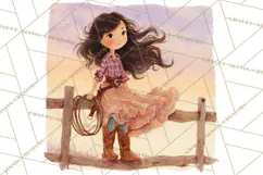 Cowgirl Clipart for Invitations, Western Horses and Props Product Image 4