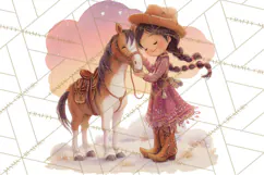 Cowgirl Clipart for Invitations, Western Horses and Props Product Image 3