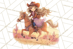 Cowgirl Clipart for Invitations, Western Horses and Props Product Image 5