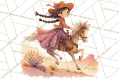 Cowgirl Clipart for Invitations, Western Horses and Props Product Image 2