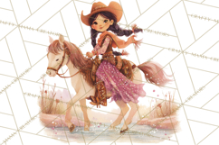 Cowgirl Clipart for Invitations, Western Horses and Props Product Image 3