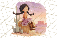 Cowgirl Clipart for Invitations, Western Horses and Props Product Image 5