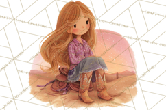 Cowgirl Clipart for Invitations, Western Horses and Props Product Image 2