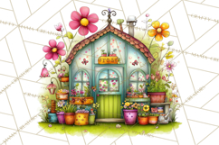 Pink Purple Spring Clipart, Floral Cottage, Butterflies PNG Product Image 5