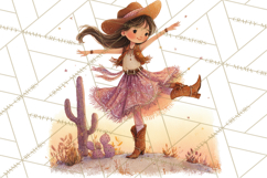 Cowgirl Clipart for Invitations, Western Horses and Props Product Image 5