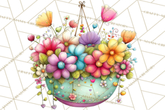 Pink Purple Spring Clipart, Floral Cottage, Butterflies PNG Product Image 2