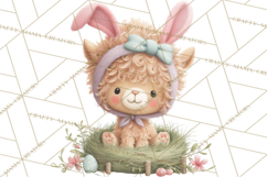 Watercolor Easter Animals Clipart, Cute Animals in Nests Png Product Image 4
