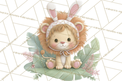 Watercolor Easter Animals Clipart, Cute Animals in Nests Png Product Image 3