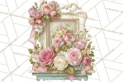Vintage Frame Clipart, Romantic Keepsakes PNG, Watercolor Product Image 3