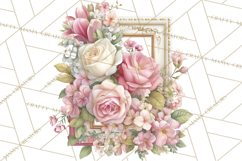 Vintage Frame Clipart, Romantic Keepsakes PNG, Watercolor Product Image 5