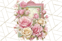 Vintage Frame Clipart, Romantic Keepsakes PNG, Watercolor Product Image 2