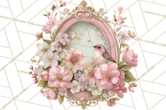 Vintage Frame Clipart, Romantic Keepsakes PNG, Watercolor Product Image 4