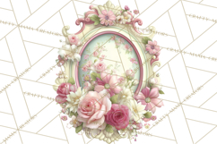 Vintage Frame Clipart, Romantic Keepsakes PNG, Watercolor Product Image 5