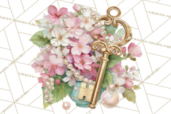 Vintage Frame Clipart, Romantic Keepsakes PNG, Watercolor Product Image 5