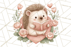 Valentine Animals Reading Books Clipart, Heart Storytime PNG Product Image 5