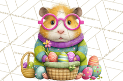 Easter Bunny Clipart, Spring Animals PNG, Colored Eggs Product Image 2
