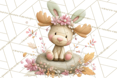 Watercolor Easter Animals Clipart, Cute Animals in Nests Png Product Image 2