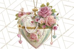 Vintage Frame Clipart, Romantic Keepsakes PNG, Watercolor Product Image 3