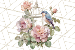 Romantic Garden Clipart, Watercolor Floral Benches Png Product Image 3