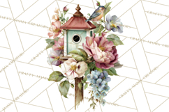 Romantic Garden Clipart, Watercolor Floral Benches Png Product Image 4