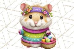 Easter Bunny Clipart, Spring Animals PNG, Colored Eggs Product Image 3