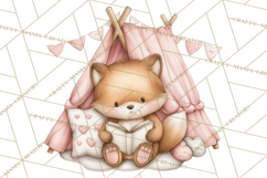 Valentine Animals Reading Books Clipart, Heart Storytime PNG Product Image 3