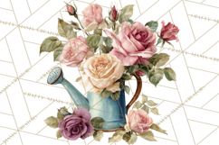 Romantic Garden Clipart, Watercolor Floral Benches Png Product Image 5