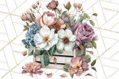 Romantic Garden Clipart, Watercolor Floral Benches Png Product Image 3