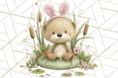 Watercolor Easter Animals Clipart, Cute Animals in Nests Png Product Image 4