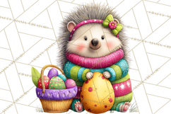 Easter Bunny Clipart, Spring Animals PNG, Colored Eggs Product Image 4