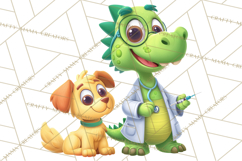 Dinosaur Veterinarian Clipart Cute Pet Care PNG Product Image 4