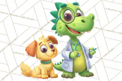 Dinosaur Veterinarian Clipart Cute Pet Care PNG Product Image 4