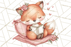 Valentine Animals Reading Books Clipart, Heart Storytime PNG Product Image 4