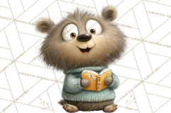 Bookish Bears PNG Clipart, Cozy Bear Reading, Cute Cartoon Product Image 4