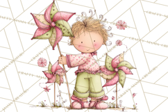 Adorable Spring Kids Clipart, Playful Children Clip Art PNG Product Image 4