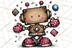 Adorable Birthday Robot Clipart, Playful Toy Robot Clip Art Product Image 4