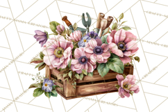 Romantic Garden Clipart, Watercolor Floral Benches Png Product Image 3