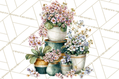 Romantic Garden Clipart, Watercolor Floral Benches Png Product Image 2