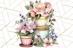 Romantic Garden Clipart, Watercolor Floral Benches Png Product Image 3