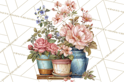 Romantic Garden Clipart, Watercolor Floral Benches Png Product Image 4
