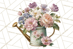 Romantic Garden Clipart, Watercolor Floral Benches Png Product Image 4