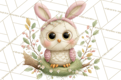 Watercolor Easter Animals Clipart, Cute Animals in Nests Png Product Image 5