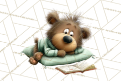 Bookish Bears PNG Clipart, Cozy Bear Reading, Cute Cartoon Product Image 5